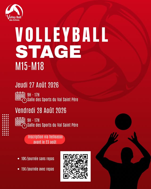 Stage Volley M15-M18 – 27 et 28 août 2026